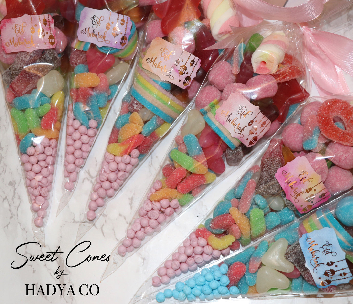 Sweet Cones | Filled with Halal Sweets, Pick n Mix, Party Favours, Birthday, Bridal Shower, Aqiqah, Weddings, Ramadan, Eid