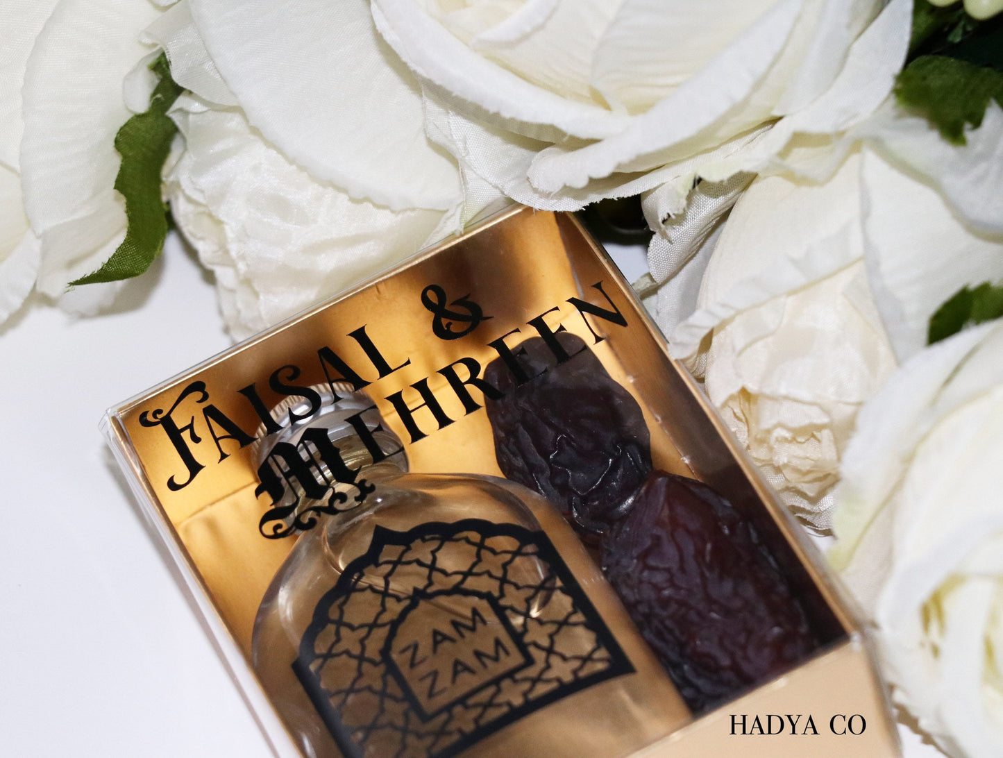 Zam Zam Water & Dates Gift Set - Perfect for Weddings, Nikkah, Aqiqah, Jalsa, Umrah, Hajj, Ramadan or Eid (Islamic Gifts) | by Hadya Co
