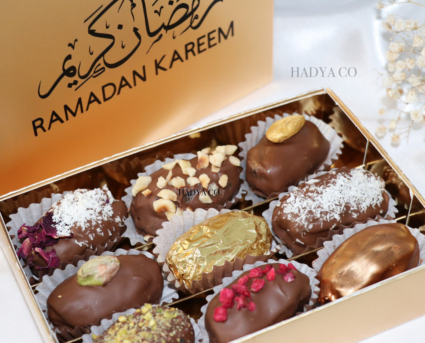 Deluxe Ramadan & Eid Dates Giftbox | Luxury Gourmet Chocolate Dates | Ramadan Special | Islamic Gifts - Artisan Belgium Chocolate