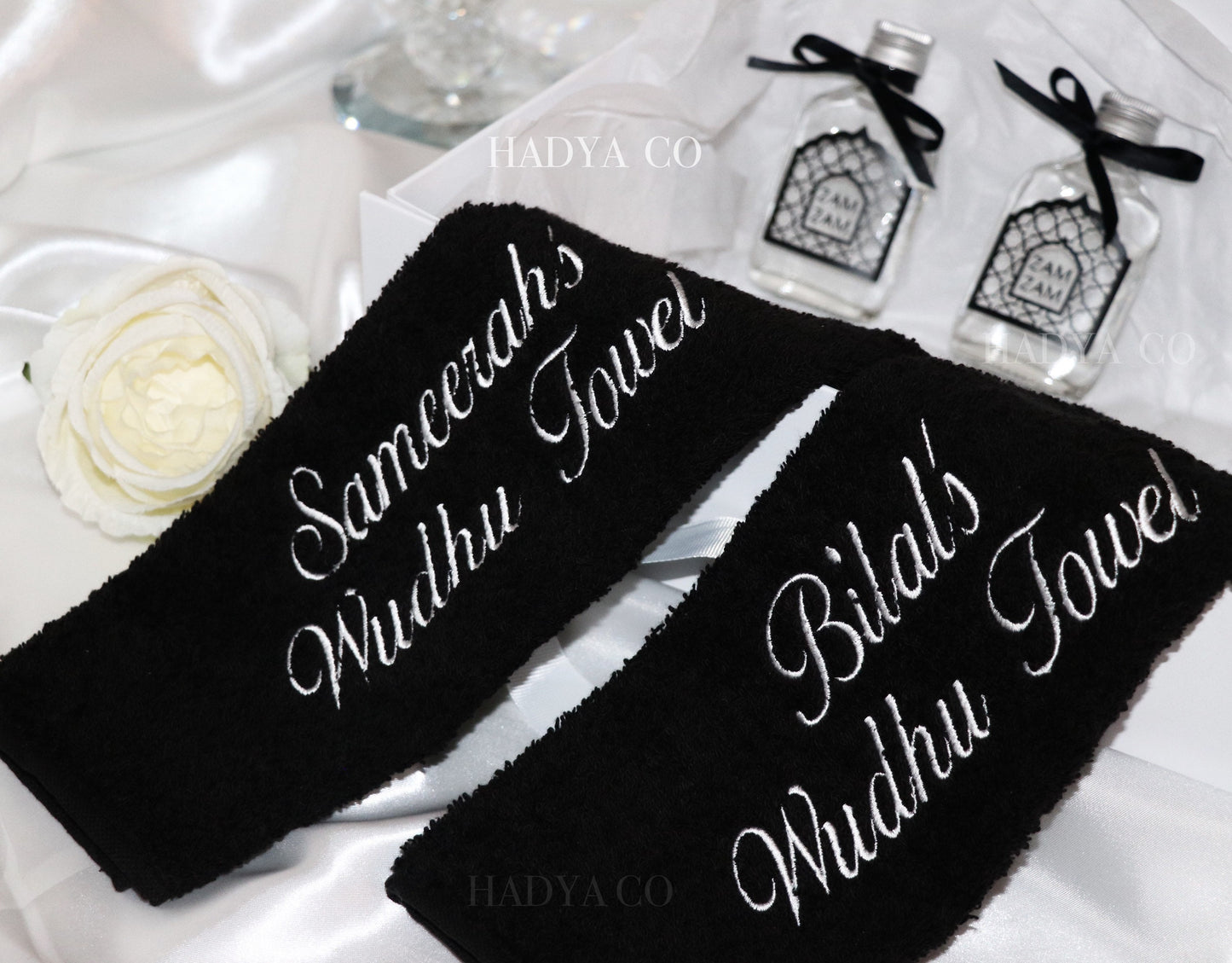 Nikkah Hamper - Wedding Hamper with Islamic Items, Halal Sweets, Macaroons, Zam Zam Water, Wudhu Towel | by Hadya Co