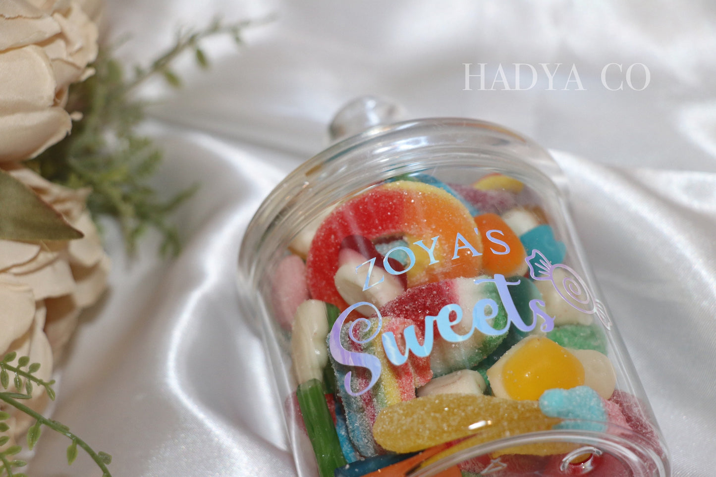 Retro Personalised Sweet Jars - Fill with Halal Sweets (Birthday, Bridesmaid, Nikkah, Eid, Ramadan, Islamic Gift) | by Hadya Co