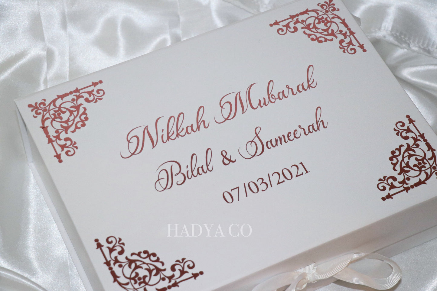 Nikkah Hamper - Wedding Hamper with Islamic Items, Halal Sweets, Macaroons, Zam Zam Water, Wudhu Towel | by Hadya Co