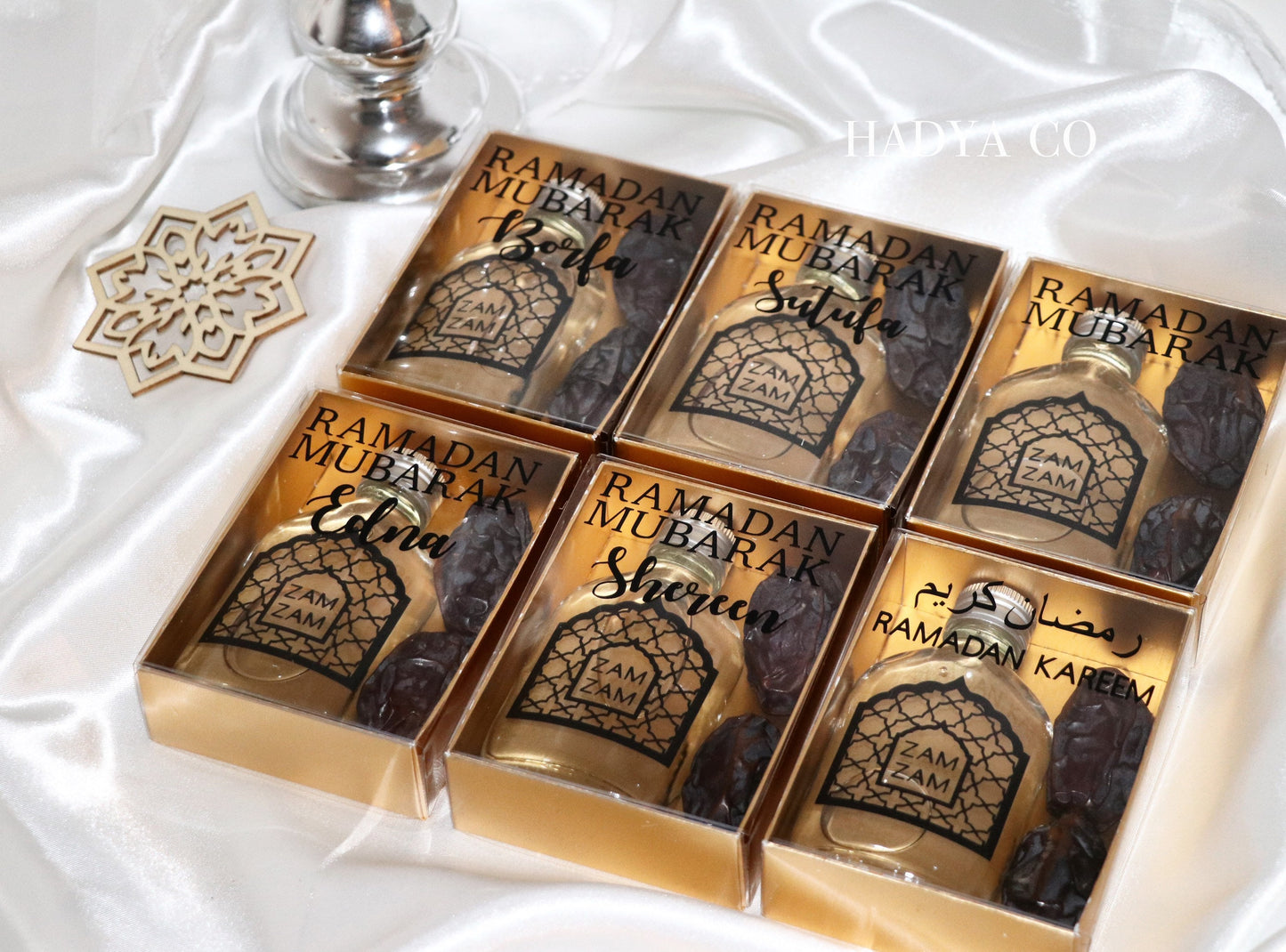Zam Zam Water & Dates Gift Set - Perfect for Weddings, Nikkah, Aqiqah, Jalsa, Umrah, Hajj, Ramadan or Eid (Islamic Gifts) | by Hadya Co