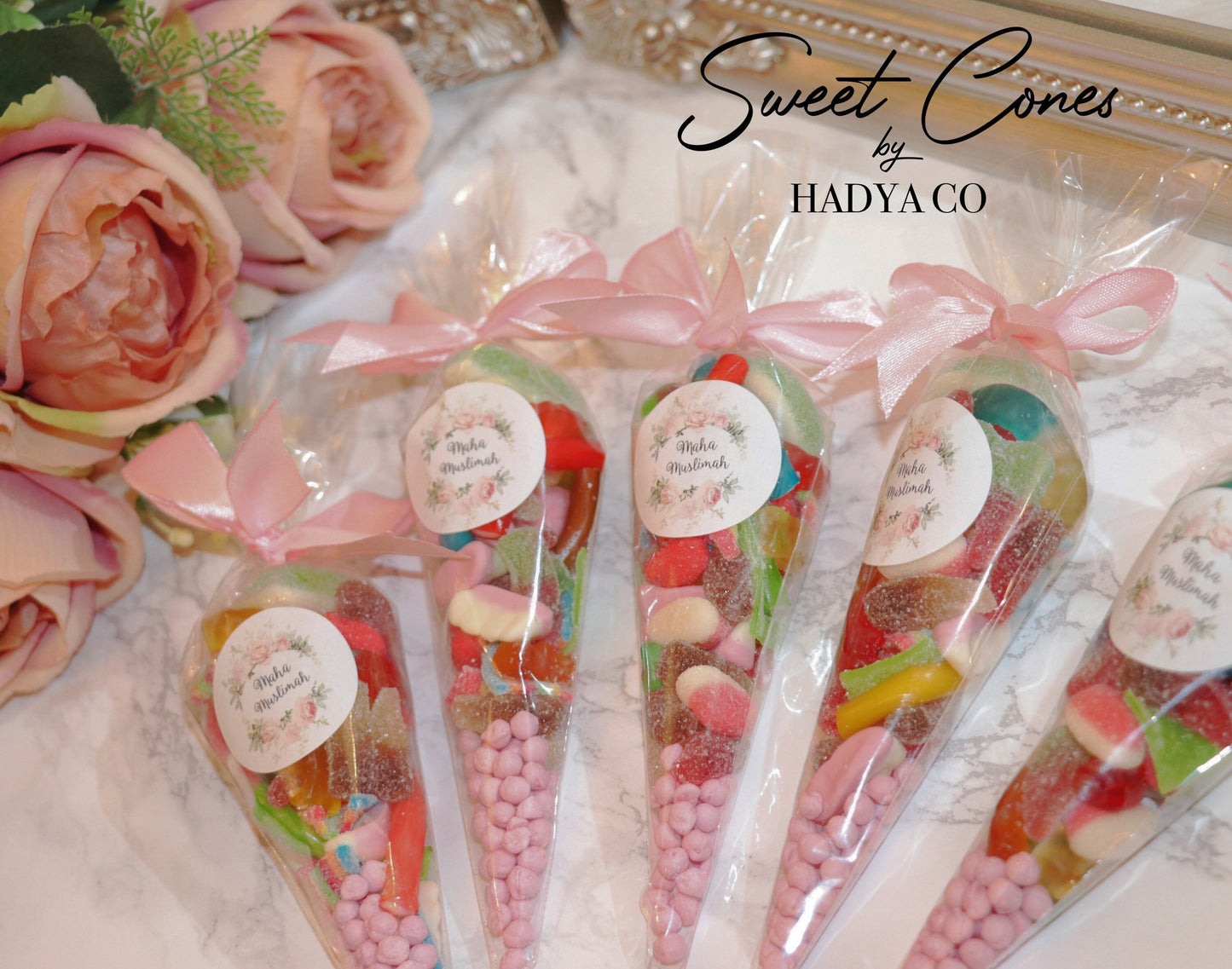 Sweet Cones | Filled with Halal Sweets, Pick n Mix, Party Favours, Birthday, Bridal Shower, Aqiqah, Weddings, Ramadan, Eid