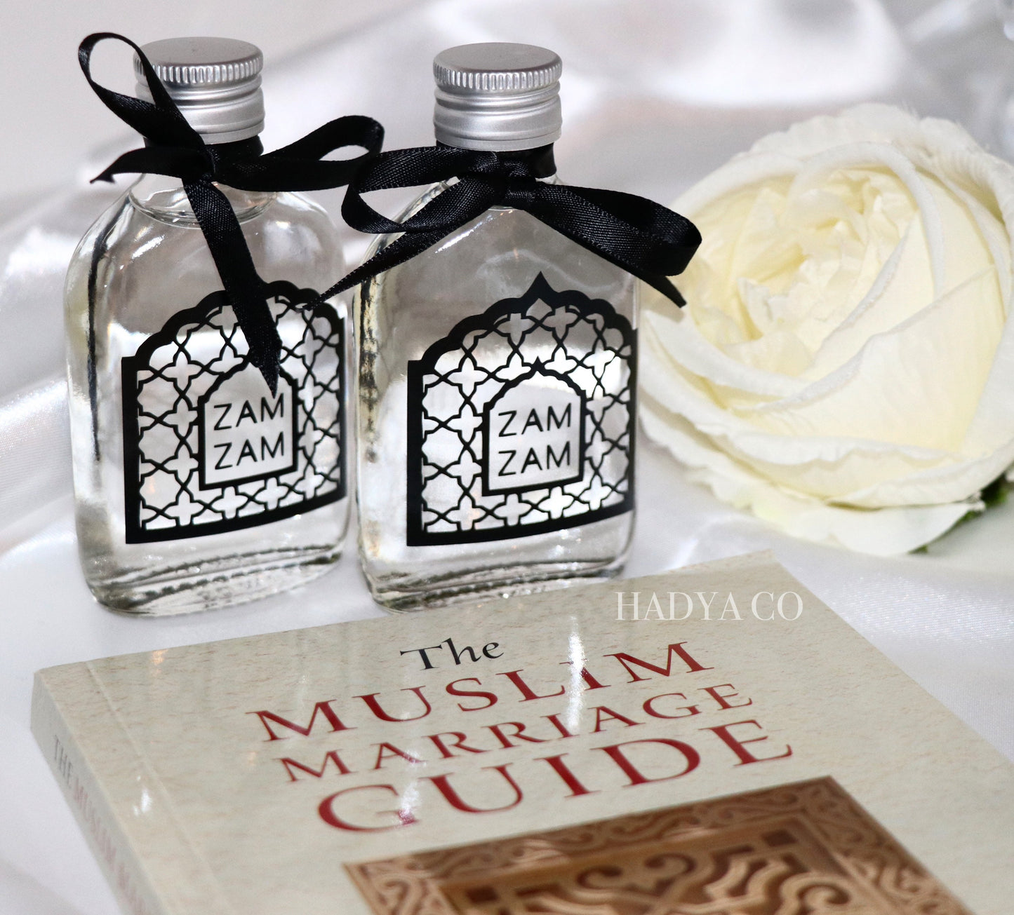 Nikkah Hamper - Wedding Hamper with Islamic Items, Halal Sweets, Macaroons, Zam Zam Water, Wudhu Towel | by Hadya Co